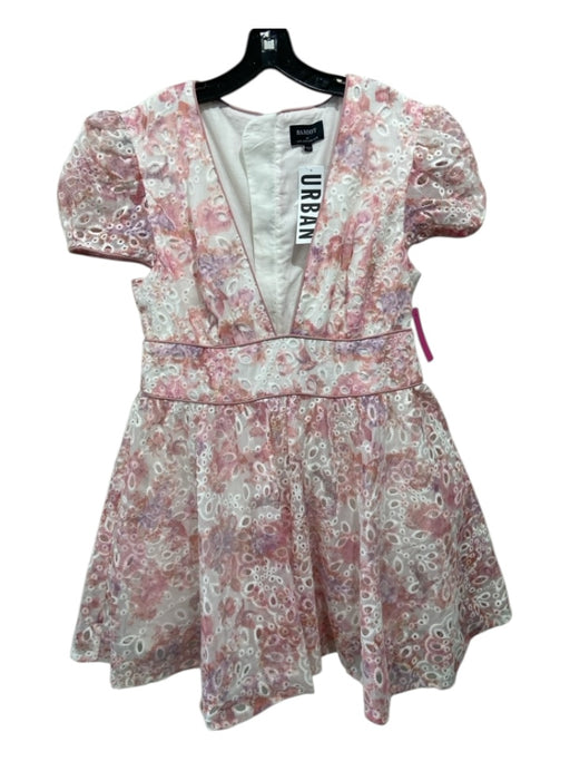 Bardot Size XXL White, Pink, Orange Polyester Cap Sleeve Floral Eyelet Dress White, Pink, Orange / XXL