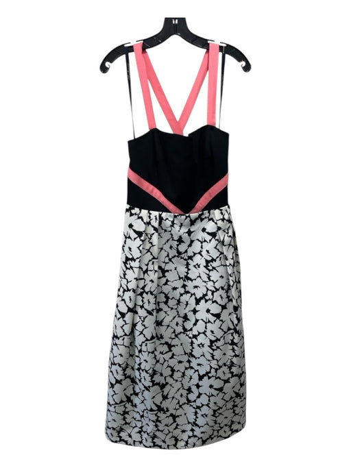 Shoshanna Midnight Size 12 Black, White, Pink Colorblock Abstract Floral Dress Black, White, Pink / 12