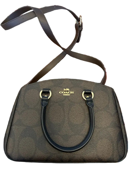 Coach Brown Leather Top Handles Logo Crossbody Strap Bag