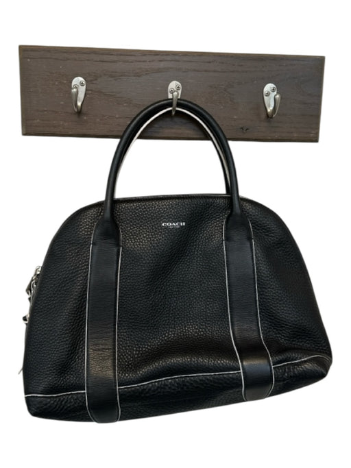 Coach Black & White Leather Pebbled Top Handle Domed Zip Close Bag Black & White / M