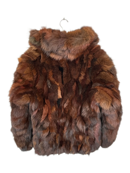 Size Est M Brown Fur Long Sleeve Collar Short Coat Brown / Est M