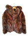 Size Est M Brown Fur Long Sleeve Collar Short Coat Brown / Est M