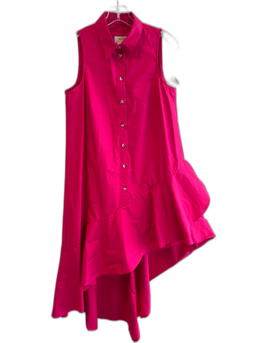 Maeve Size S Pink 100% Cotton Sleeveless solid color High Low Button Down Dress Pink / S
