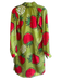 Bululu Resort Wear Size S Green & Red Dull satin Long Sleeve Collar Dress Green & Red / S