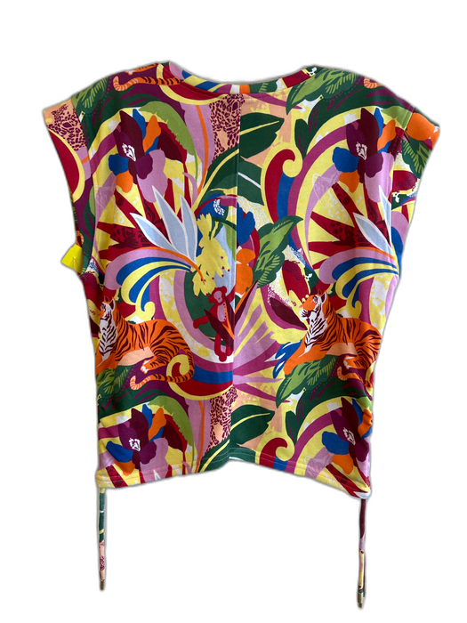 Alden Adair Size M Multi Cotton & Polyester Cap Sleeve Floral & Animal Print Top Multi / M
