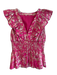 Hutch Size Est XS Pink No Fabric Tag Cap Sleeve Abstract Print Ruffle Detail Top Pink / Est XS