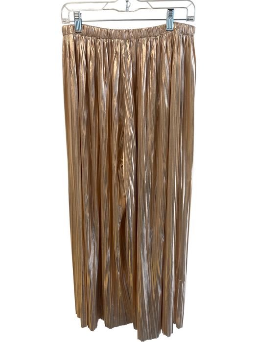 Glam Size L Gold Polyester Elastic Wide Leg Pleated Pants Gold / L