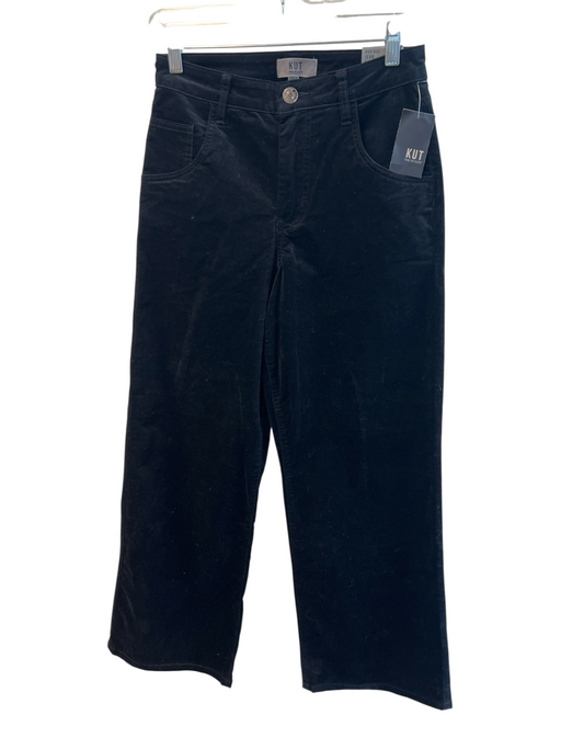 KUT Size 0 Black Cotton Blend High Rise Flare Faux Suede Jeans Black / 0