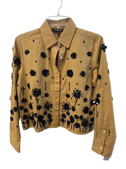 J. Crew Size 6 Yellow Cotton Button Up Sequin Detail Top Yellow / 6