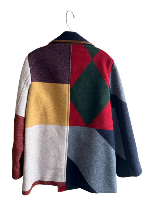 Tory Burch Size Est S Red & Multi Acrylic & Polyester Lapel Block Color Coat Red & Multi / Est S