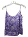 Ganni Size 38 Purple Viscose Spaghetti Strap Floral V Neck Top Purple / 38