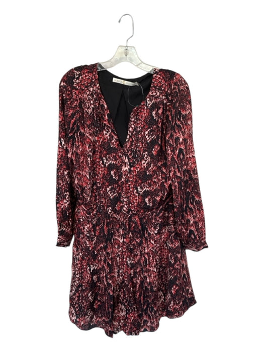 Marie Oliver Size 8 Black & Red Silk Long Sleeve Snake Print Side Zip Dress Black & Red / 8