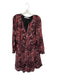 Marie Oliver Size 8 Black & Red Silk Long Sleeve Snake Print Side Zip Dress Black & Red / 8