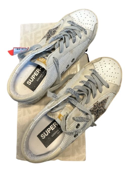 Golden Goose Shoe Size 36 White & Gray Canvas & Leather Animal Print Sneakers White & Gray / 36