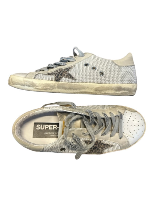 Golden Goose Shoe Size 36 White & Gray Canvas & Leather Animal Print Sneakers White & Gray / 36