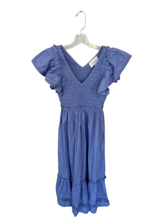 Cleobella Size XS Purple Cotton Flutter Sleeves smocked V Neck Maxi Dress Purple / XS