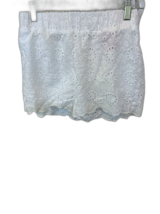 Beach Riot Size S White Cotton Short Sleeve Eyelet Elastic Waist Short Set White / S