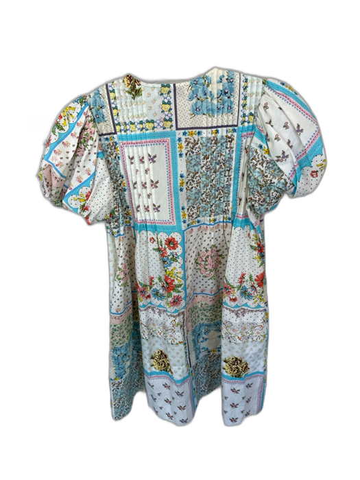 Hunter Bell Size XS White & Multi Cotton Short Balloon Sleeve Botanical Dress White & Multi / XS