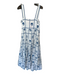 Sezane Size 36 White & Blue Cotton Sleeveless Embroidered Flowers Lined Dress White & Blue / 36
