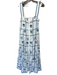 Sezane Size 36 White & Blue Cotton Sleeveless Embroidered Flowers Lined Dress White & Blue / 36