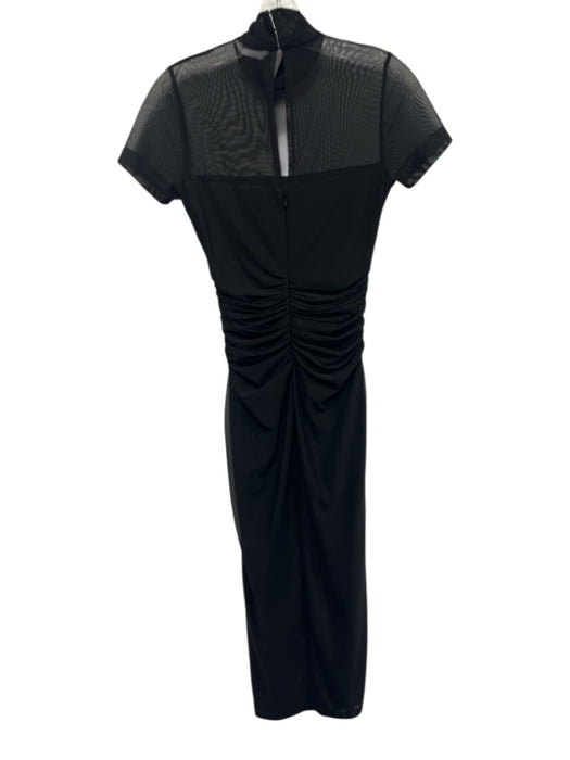 Amanda Uprichard Size Small Black Polyester Blend Short Sleeve Mock Neck Dress Black / Small