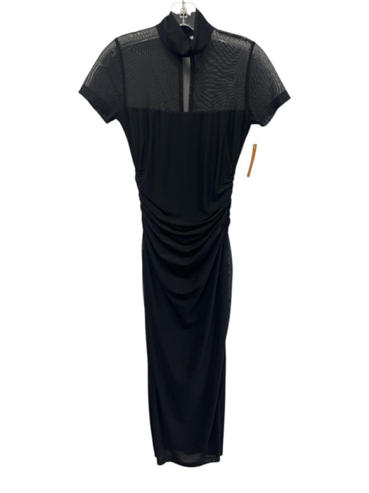 Amanda Uprichard Size Small Black Polyester Blend Short Sleeve Mock Neck Dress Black / Small