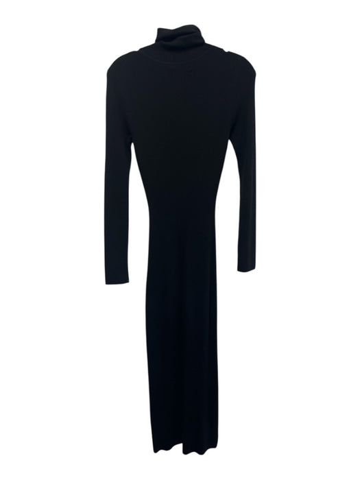 Enza Costa Size Small Black Viscose Blend Long Sleeve Ribbed Stretch Dress Black / Small