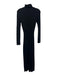 Enza Costa Size Small Black Viscose Blend Long Sleeve Ribbed Stretch Dress Black / Small