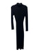 Enza Costa Size Small Black Viscose Blend Long Sleeve Ribbed Stretch Dress Black / Small