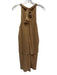 Halston Size 4 Beige & Gold Polyester Blend Sleeveless Gathered Metallic Dress Beige & Gold / 4