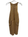 Halston Size 4 Beige & Gold Polyester Blend Sleeveless Gathered Metallic Dress Beige & Gold / 4