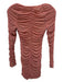 Revolve Size S Pink & Beige Nylon Square Neck Long Sleeve Ruched Body Con Dress Pink & Beige / S