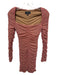 Revolve Size S Pink & Beige Nylon Square Neck Long Sleeve Ruched Body Con Dress Pink & Beige / S