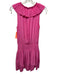 Ramy Brook Size S Pink Polyester Sleeveless V Neck Ruffle Smocked Waist Dress Pink / S