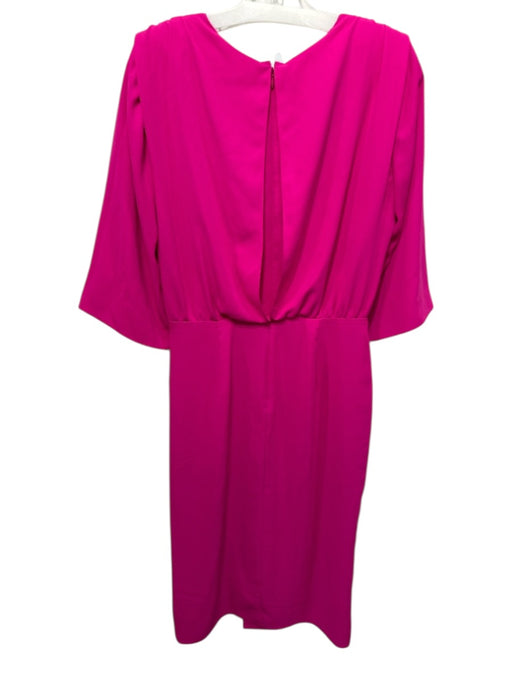 Amanda Uprichard Size S Hot pink Polyester 1/2 Sleeve Draped V Neck Dress Hot pink / S