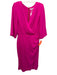 Amanda Uprichard Size S Hot pink Polyester 1/2 Sleeve Draped V Neck Dress Hot pink / S