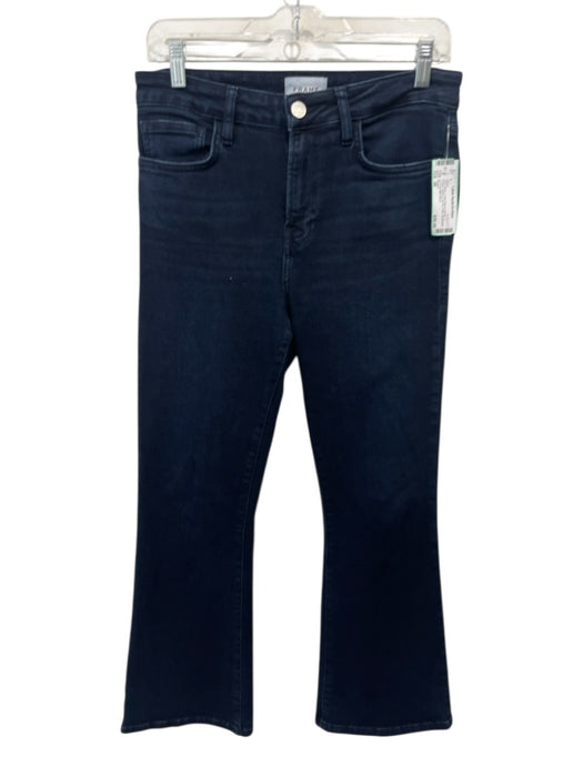 Frame Size 28 Dark Wash Cotton Blend Denim 5 Pocket Button & Zip Fly Flare Jeans Dark Wash / 28