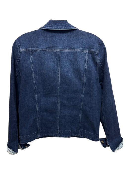 J. McLaughlin Size S Dark Wash Cotton Blend Denim Gold Tone Buttons Jacket Dark Wash / S
