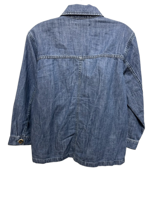 J. McLaughlin Size XS Medium dark wash Cotton Blend Chambray Button Front Jacket Medium dark wash / XS