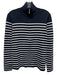 Pura Cashmere Size M Navy Blue & White Supima Cotton Knit Striped Sweater Navy Blue & White / M