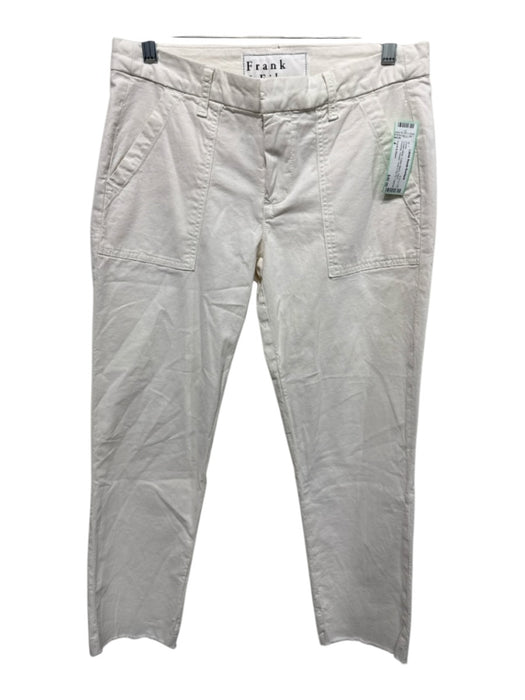 Frank & Eileen Size 4 Cream White Cotton Blend Patch Pockets Trouser Pants Cream White / 4