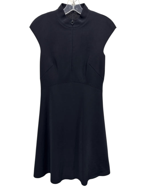 Akris Punto Size 6 Black Missing Fabric Tag High Neck Cap Sleeve Back Zip Dress Black / 6