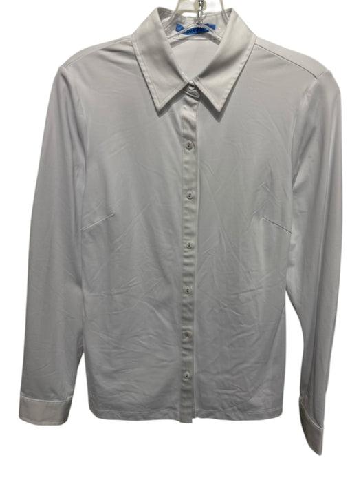 J. McLaughlin Size S White Nylon Blend Long Sleeve Button Up Collared Shirt Top White / S