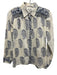 Maison Hotel Size S Yellow & Navy Blue Cotton Paisley Long Sleeve Button Up Top Yellow & Navy Blue / S