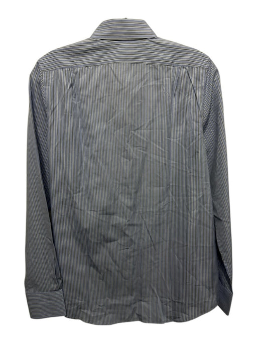 Ann Mashburn Size S Blue, White & Black Cotton Striped Long Sleeve Button Up Top Blue, White & Black / S