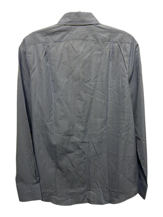 Ann Mashburn Size S Blue, White & Black Cotton Striped Long Sleeve Button Up Top Blue, White & Black / S