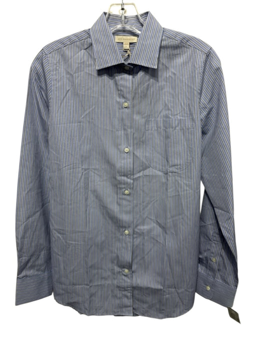 Ann Mashburn Size S Blue, White & Black Cotton Striped Long Sleeve Button Up Top Blue, White & Black / S