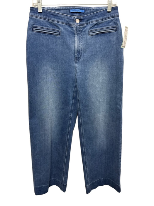 J. McLaughlin Size 4 Medium Wash Cotton Blend Denim slit pockets Wide Leg Jeans Medium Wash / 4