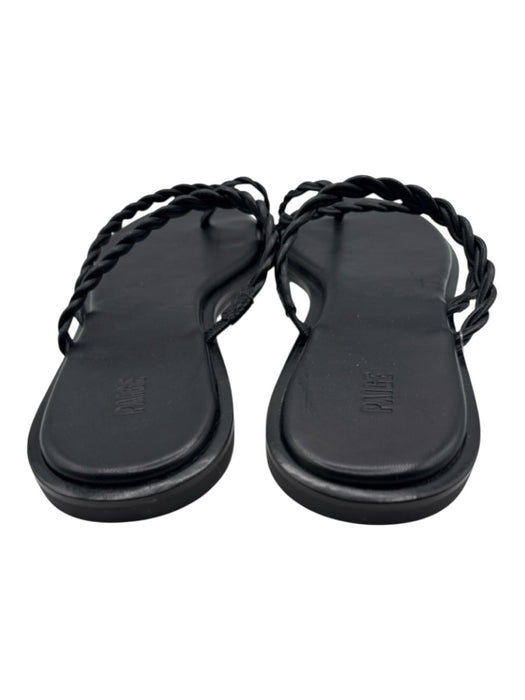Paige Shoe Size 9.5 Black Leather Upper Twist Mule Toe Strap Flat Sandals Black / 9.5