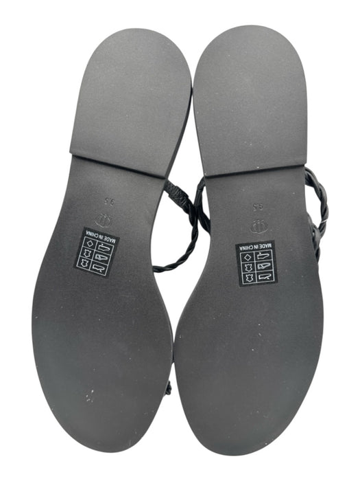 Paige Shoe Size 9.5 Black Leather Upper Twist Mule Toe Strap Flat Sandals Black / 9.5